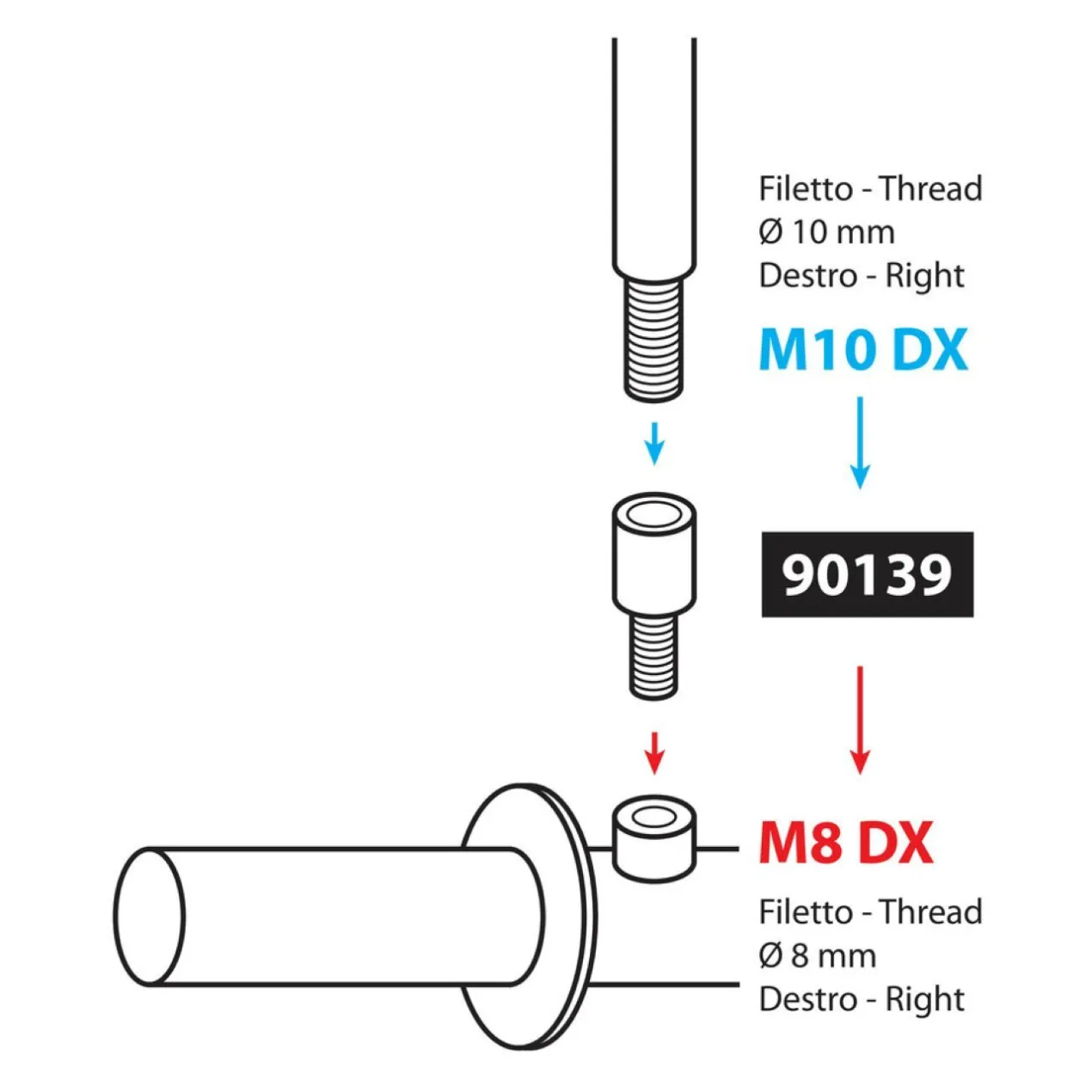 Adat.specchio Da M10 Dx A M8 Dx