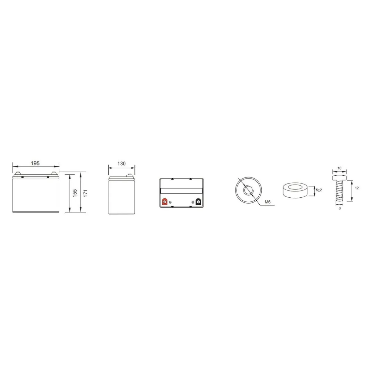 Batteria Al Piombo Ricaricabile AGM CICLICA Per Servizi 12v 36ah
