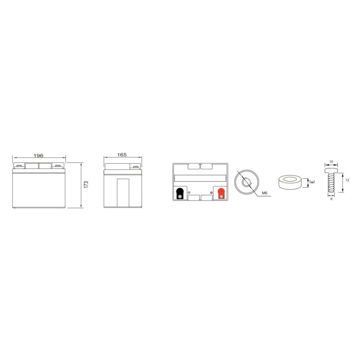 Batteria Al Piombo Ricaricabile AGM Per Servizi 12v 44ah