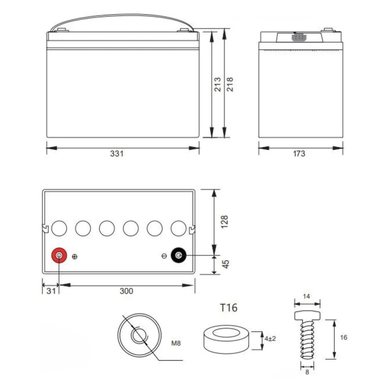 Batteria Al Piombo Ricaricabile AGM Per Servizi 12v 100ah