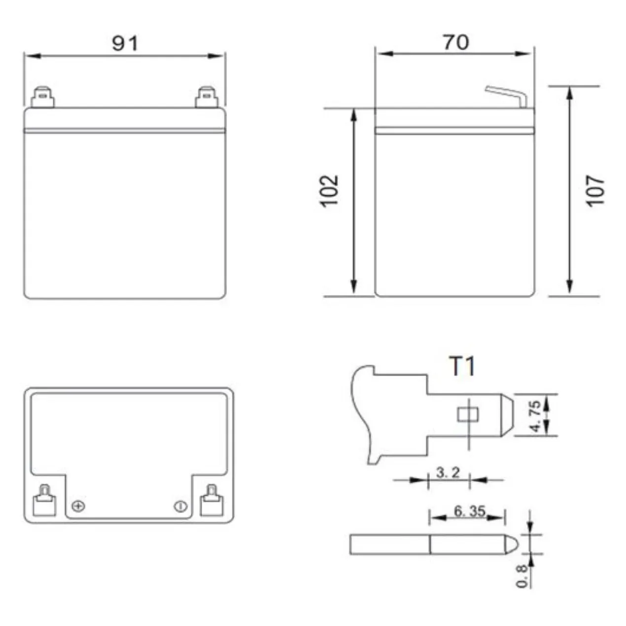 Batteria Al Piombo Ricaricabile AGM Per Servizi 12v 5ah