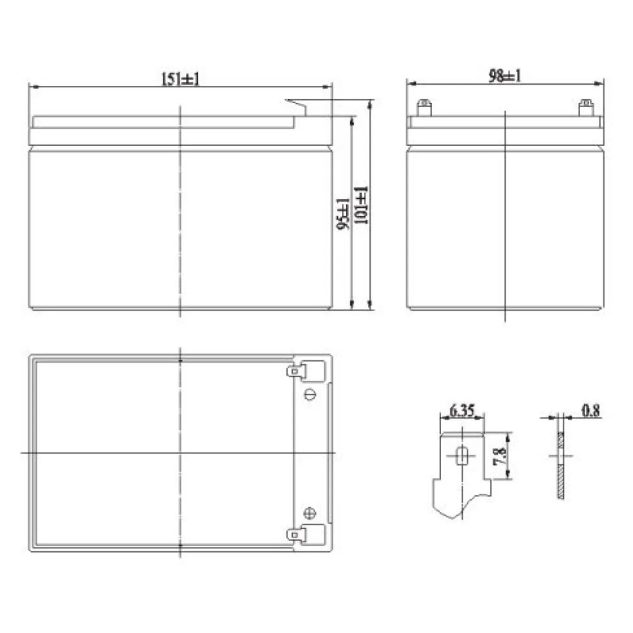 Batteria Al Piombo Ricaricabile AGM Per Servizi 12v 12ah