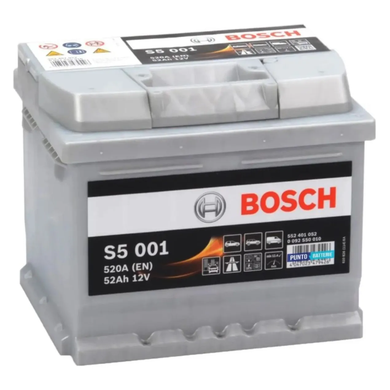 Batteria Bosch S5 001 12 V. 52 Ah. 520 A