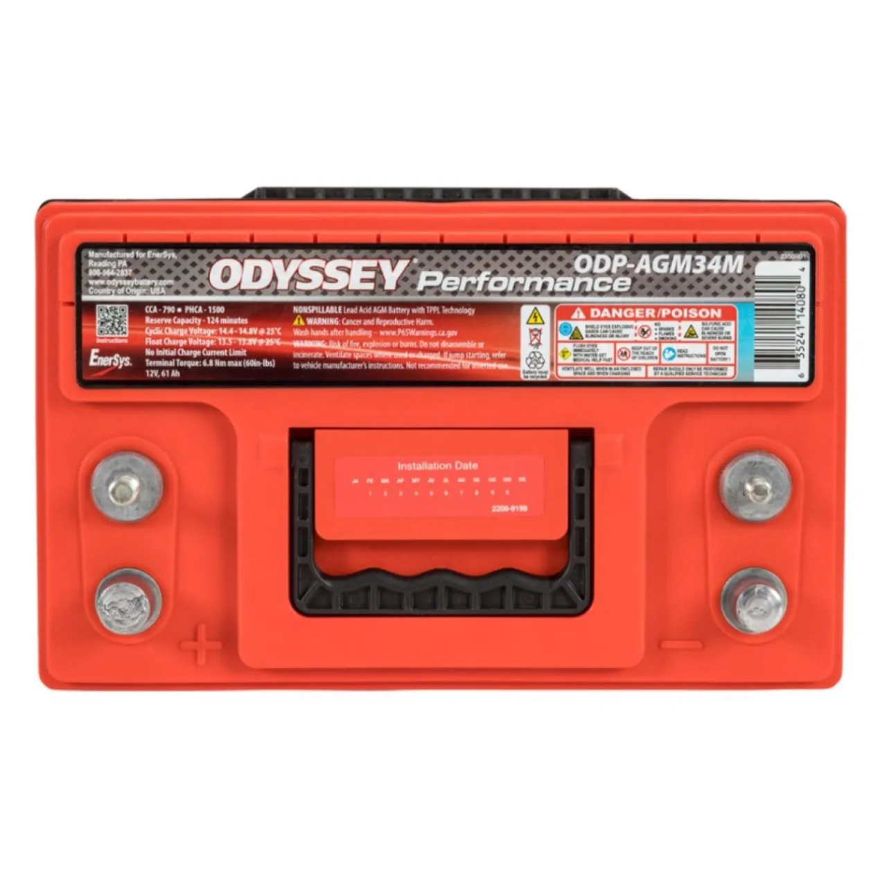 Batteria Odyssey Odp-agm34m (ex 34m-790) Agm Nautica E Diporto 62 Ah.