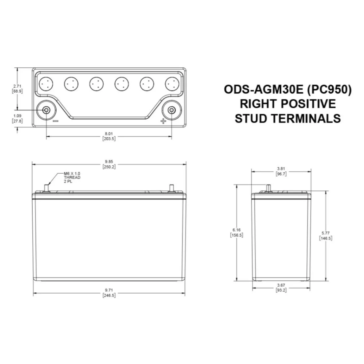 Batteria Odyssey Ods-agm30e (ex Pc950) Agm Extreme Series 34 Ah.