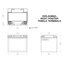 Batteria Odyssey Ods-agm42l (ex Pc1200) Agm Extreme Series 42 Ah.