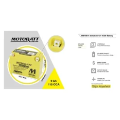 Batteria Potenziata Agm Motobatt 9 Ah Mbt9b4