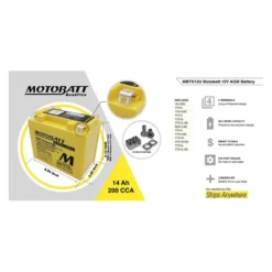 Batteria Potenziata Agm Motobatt 14 Ah Mbtx12u