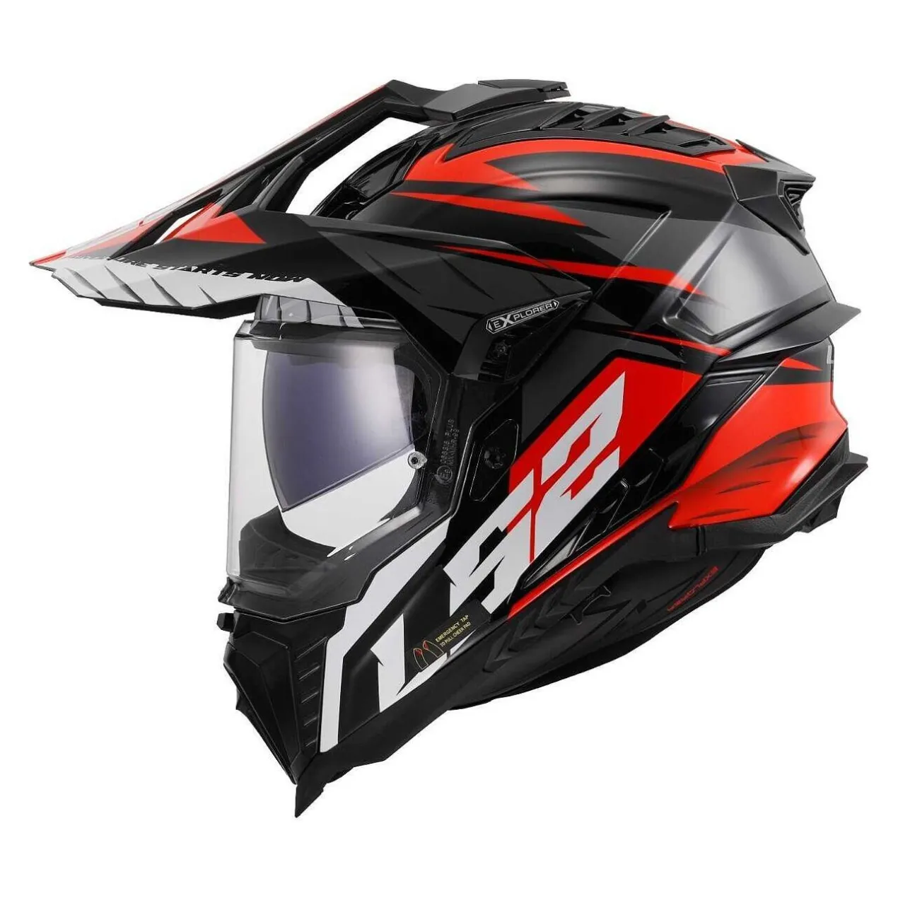 Casco Adventure Ls2 Mx701 Explorer Spire Black Titanium Red