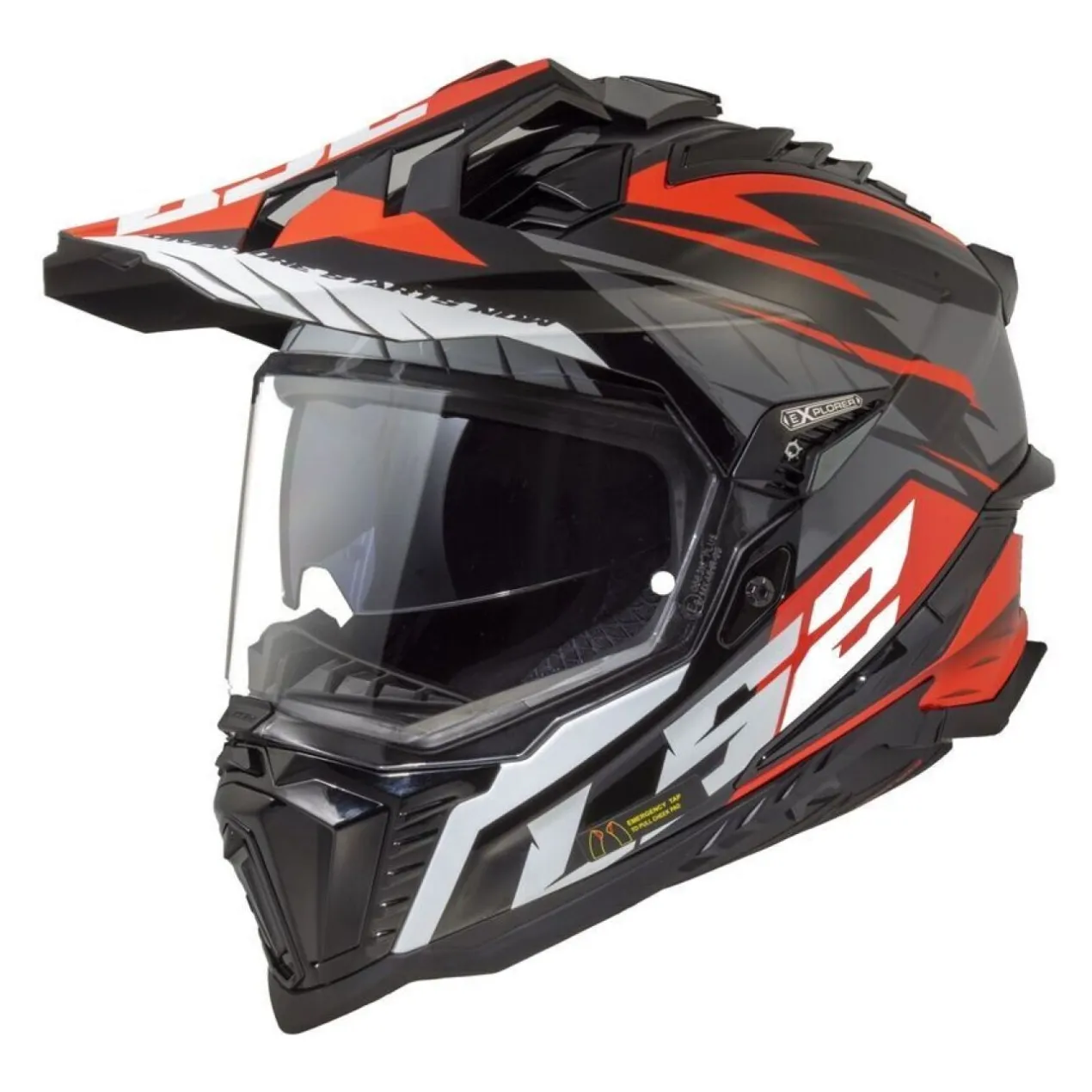 Casco Adventure Ls2 Mx701 Explorer Spire Black Titanium Red