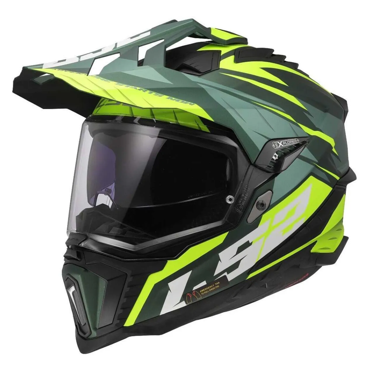 Casco Adventure Ls2 Mx701 Explorer Spire Green H-v Yellow