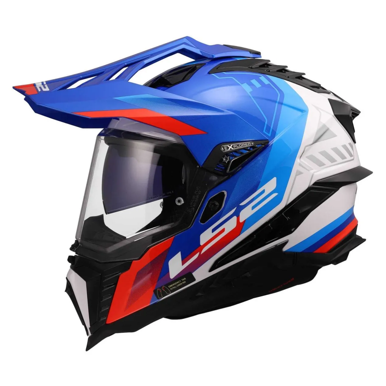 Casco Adventure Ls2 Mx701 Explorer Hexa White Blue Red