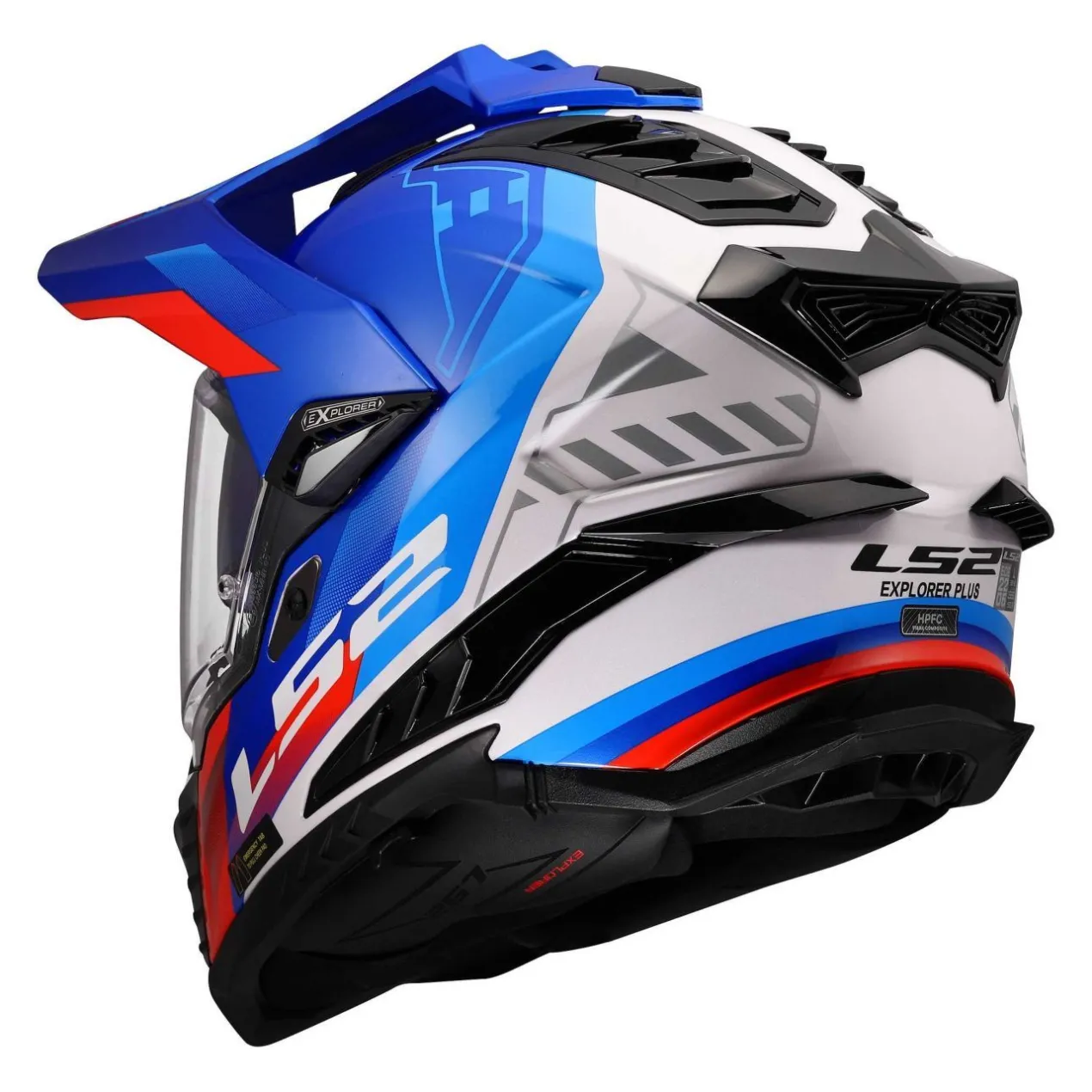 Casco Adventure Ls2 Mx701 Explorer Hexa White Blue Red