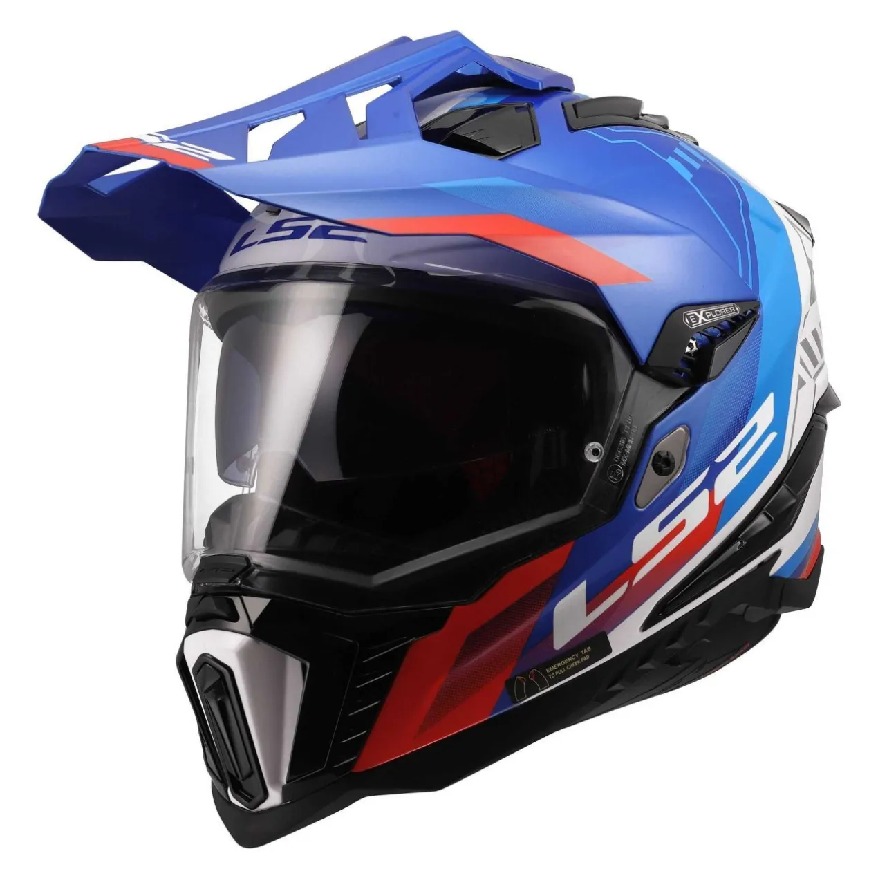 Casco Adventure Ls2 Mx701 Explorer Hexa White Blue Red