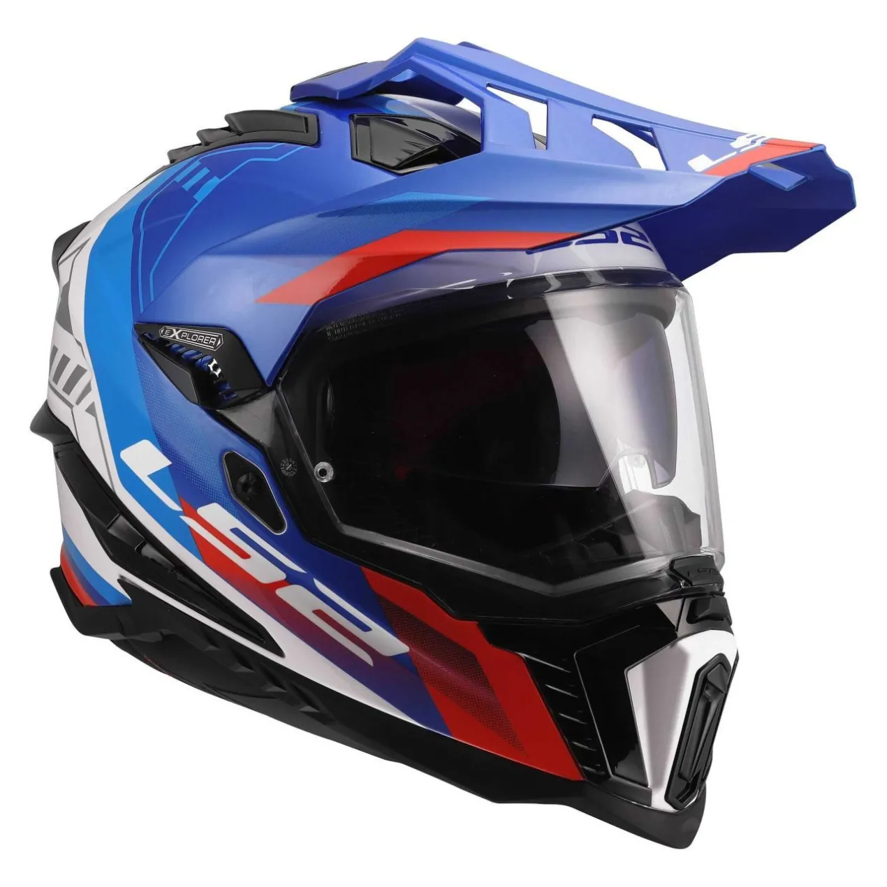 Casco Adventure Ls2 Mx701 Explorer Hexa White Blue Red
