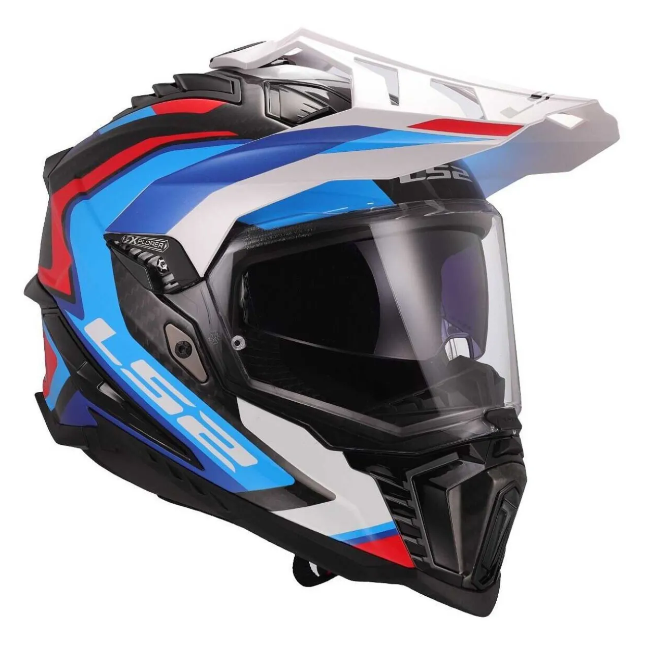 Casco Adventure Ls2 Mx701 Explorer C Frontier II White Blue