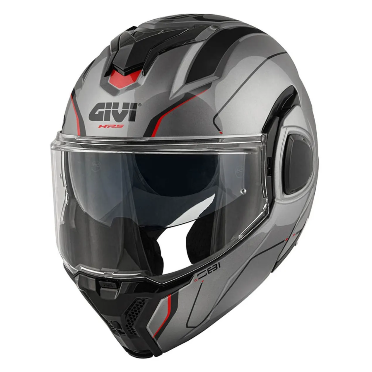 Casco Givi Reversibile X36 Pulse Titanio Nero Rosso