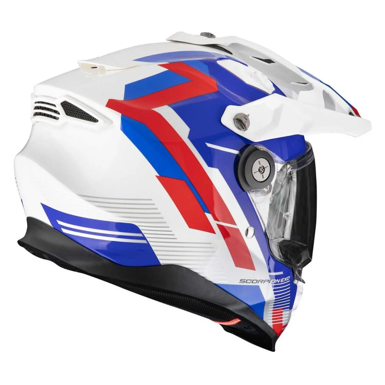 Casco Integrale Adventure Scorpion Adf-9000 Air Patrol Bianco Blu Rosso