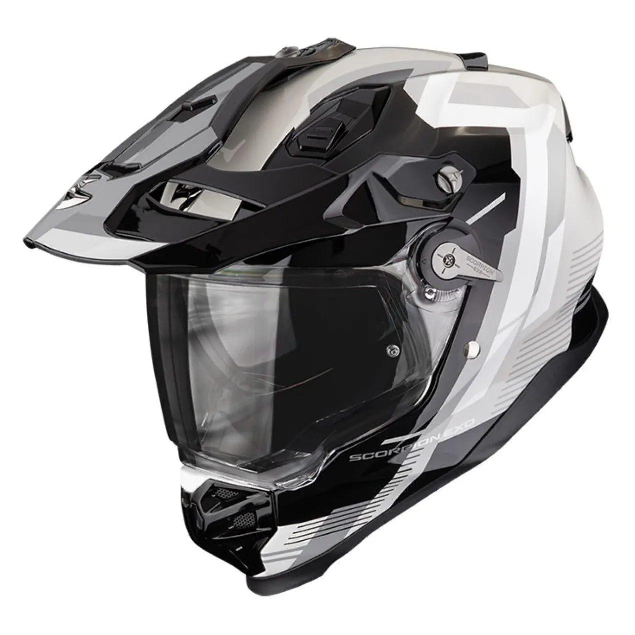 Casco Integrale Adventure Scorpion Adf-9000 Air Patrol Nero Argento