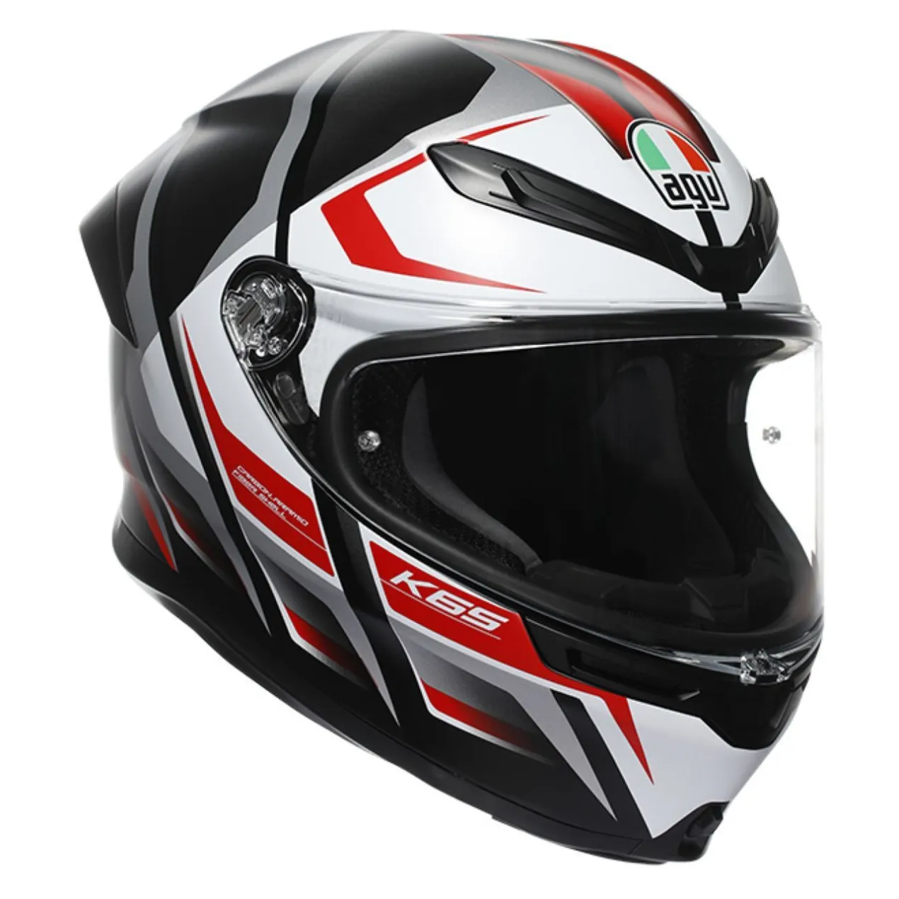 Casco Integrale Agv K6 S E2206 Mplk Graphic Karve Matt Black/white/red