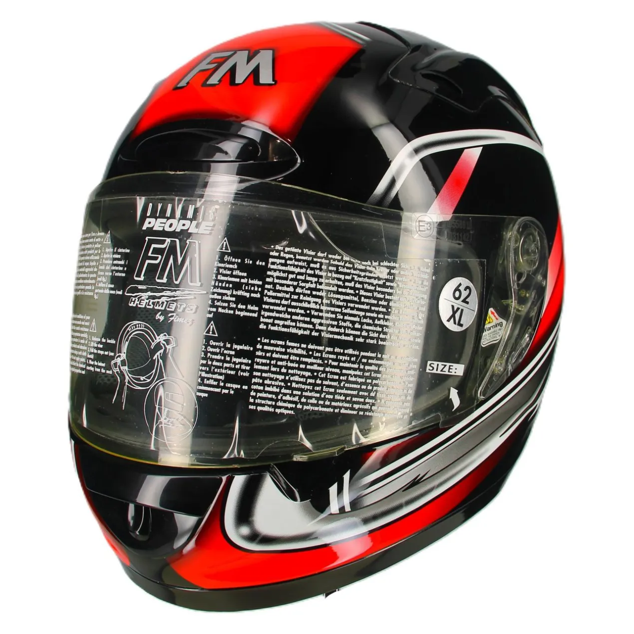 Casco Integrale In Fibra Fm Trad Rosso Fantasia Ultimi Pezzi