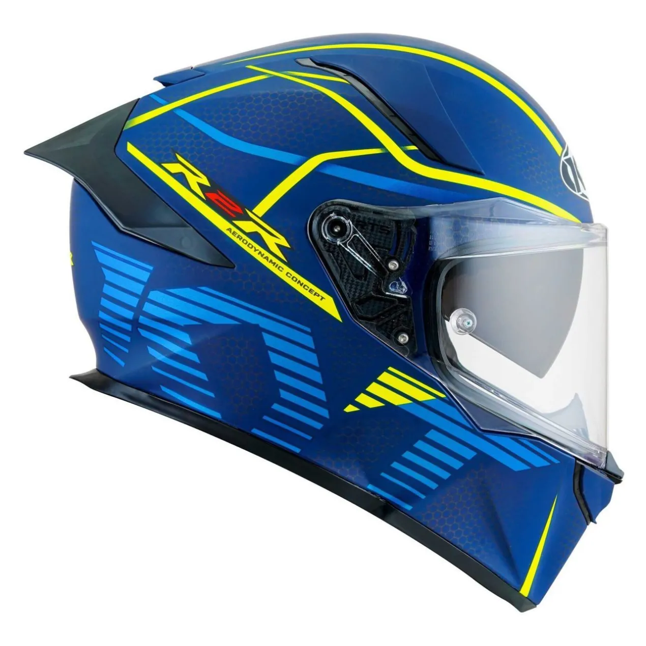 Casco Integrale Kyt R2r Concept Matt Blue/yellow
