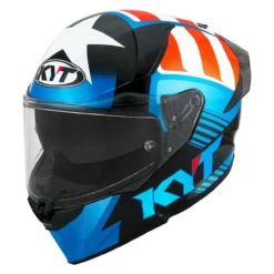 Casco Integrale Kyt R2r Straight Light Blue/red