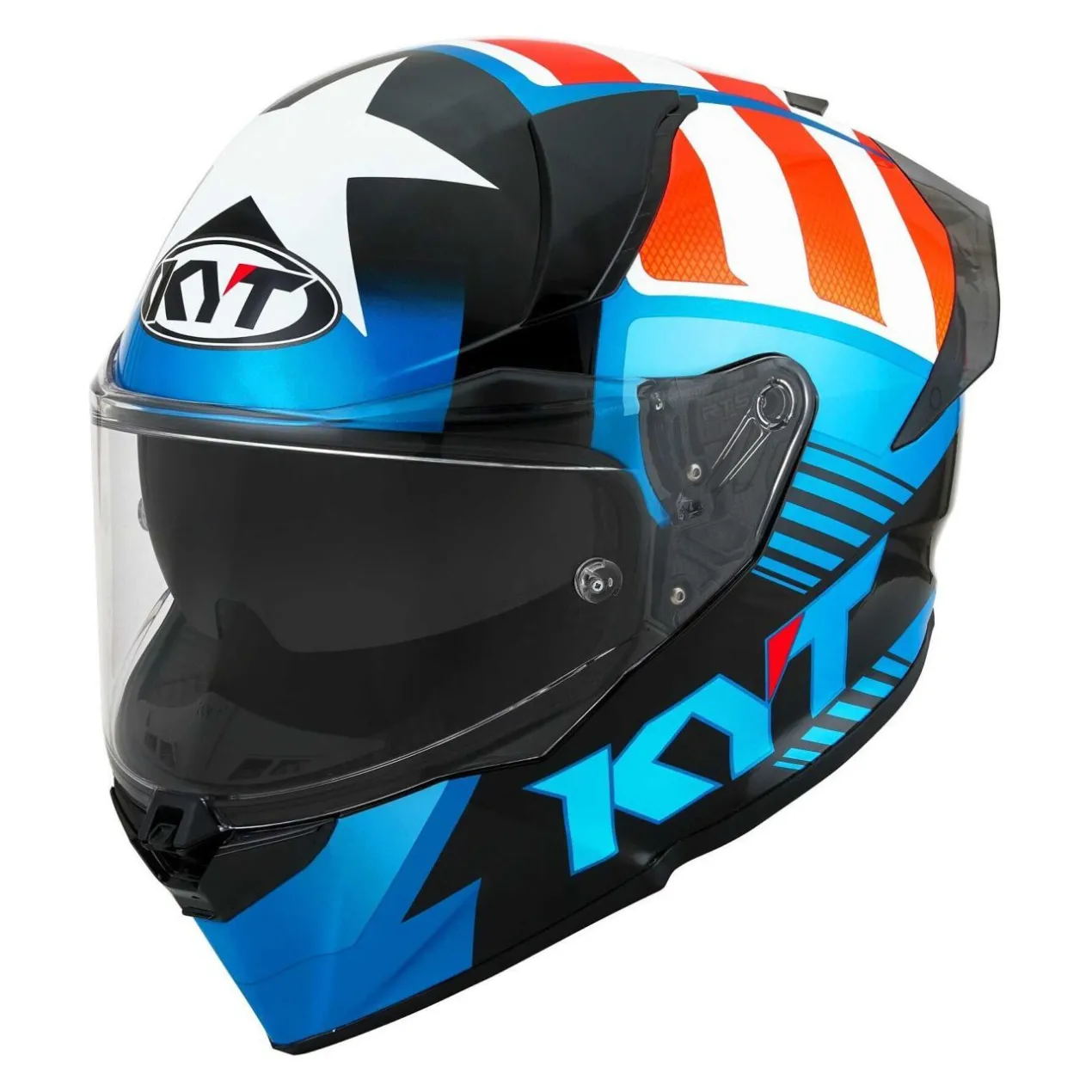 Casco Integrale Kyt R2r Straight Light Blue/red