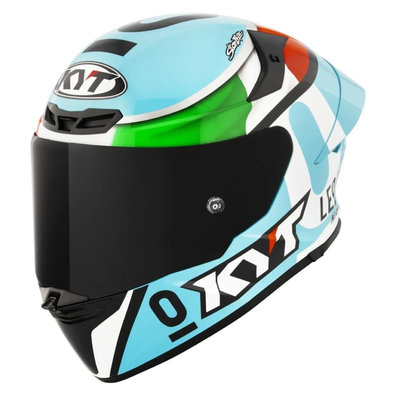 Casco Integrale Kyt Tt-revo Replica Leopard Tricolore Light Blue