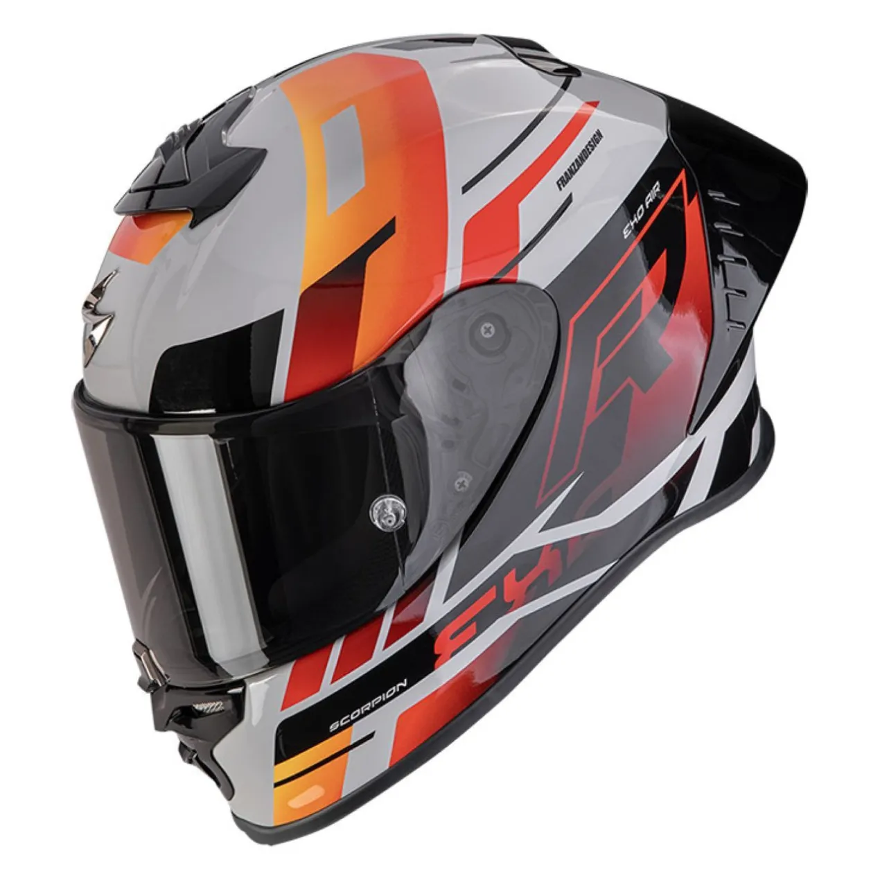 Casco Integrale Scorpion Exo-r1 Evo II Air Adrenaline Grigio Rosso Arancio