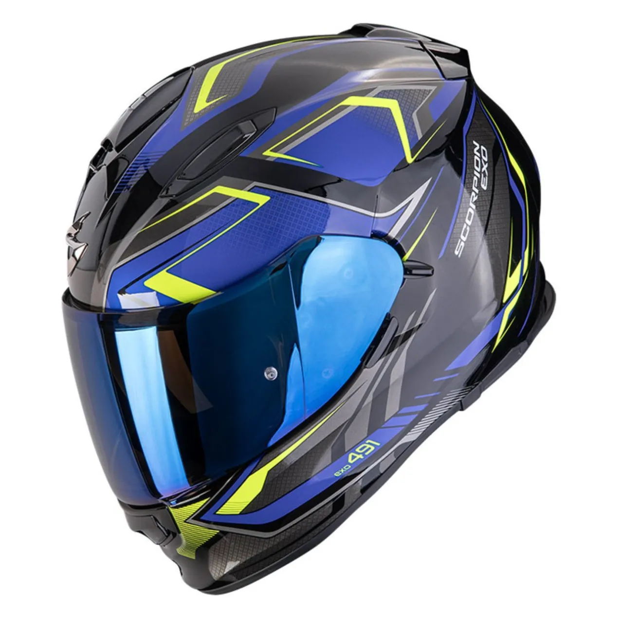 Casco Integrale Scorpion Exo-491 Zumo Nero Blu Giallo Neon