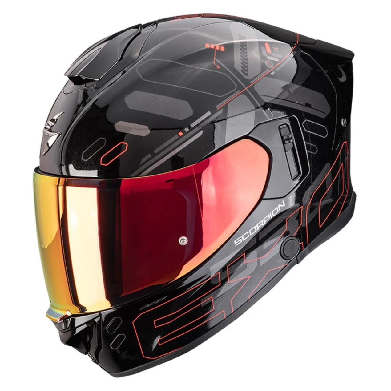 Casco Integrale Scorpion Exo-530 Air Fond Metallo Nero Rosso