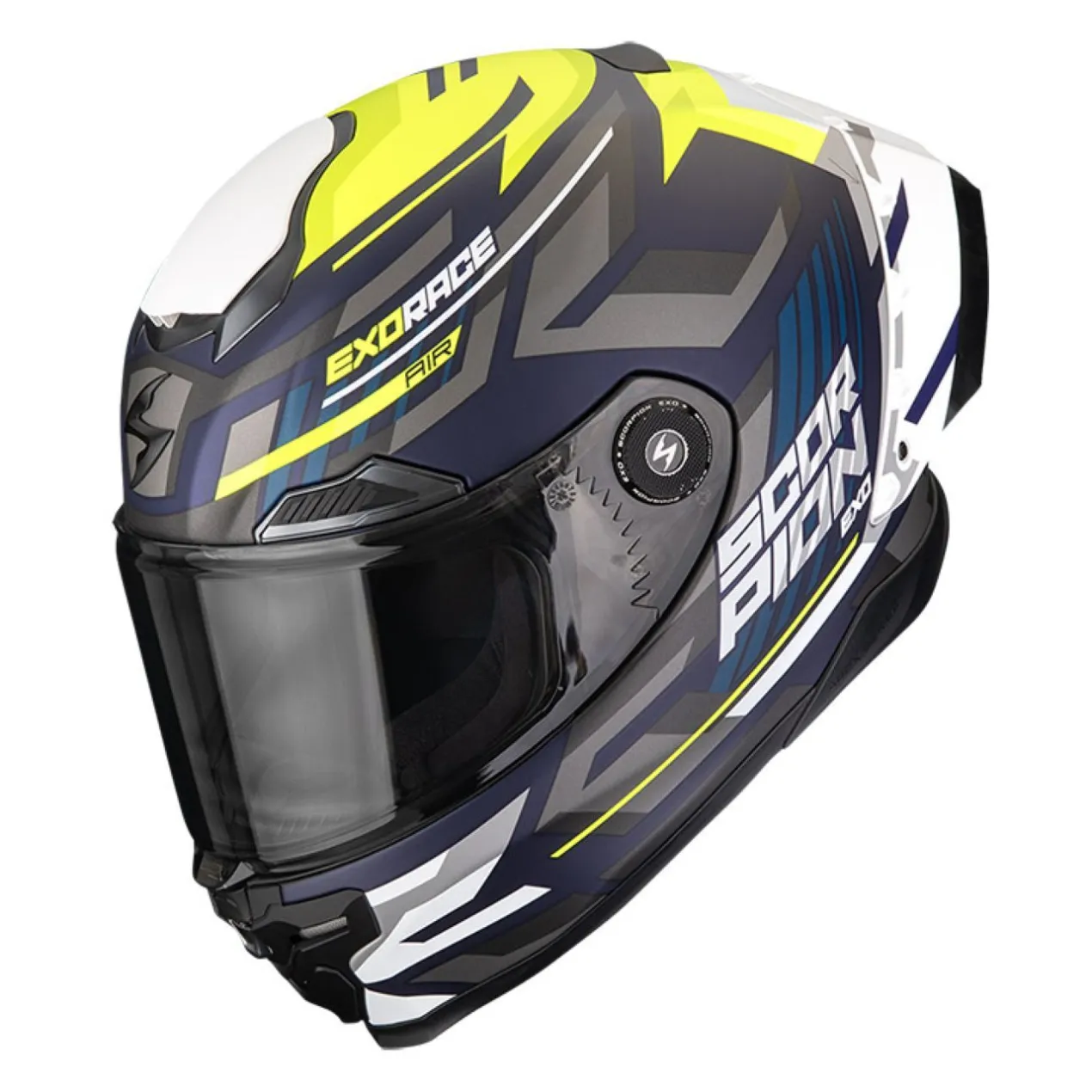 Casco Integrale Scorpion Exo-race Air Kobra Blu Giallo Neon Opaco