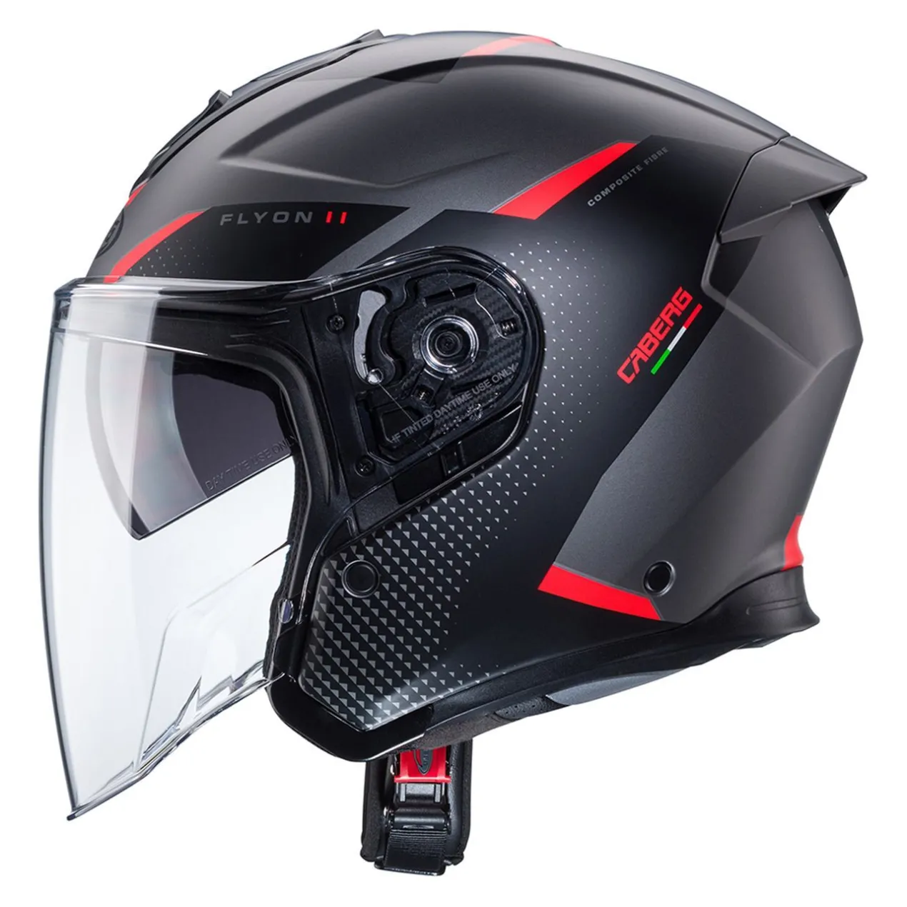 Casco Jet Caberg Flyon II Boss Matt Grey/ Red