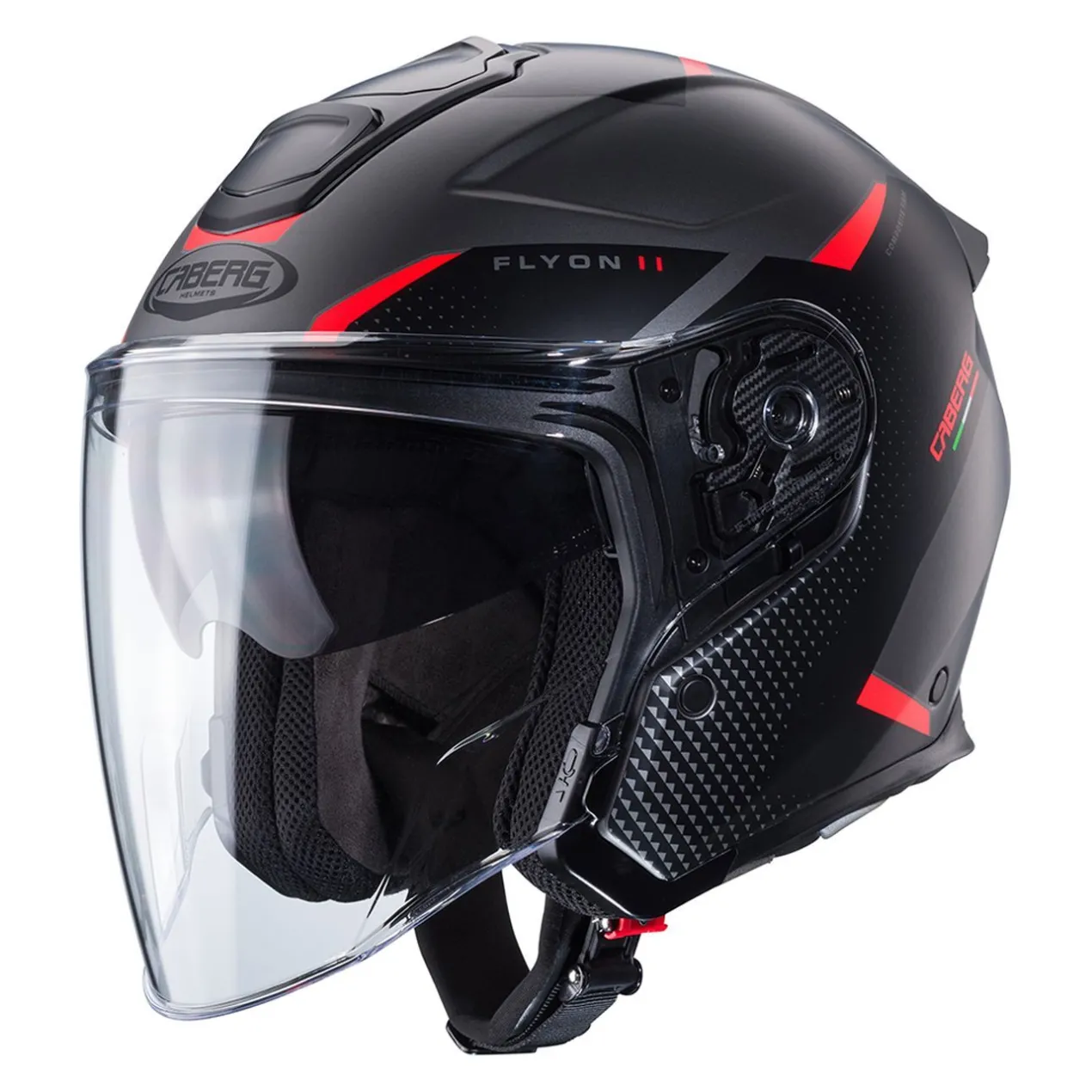 Casco Jet Caberg Flyon II Boss Matt Grey/ Red