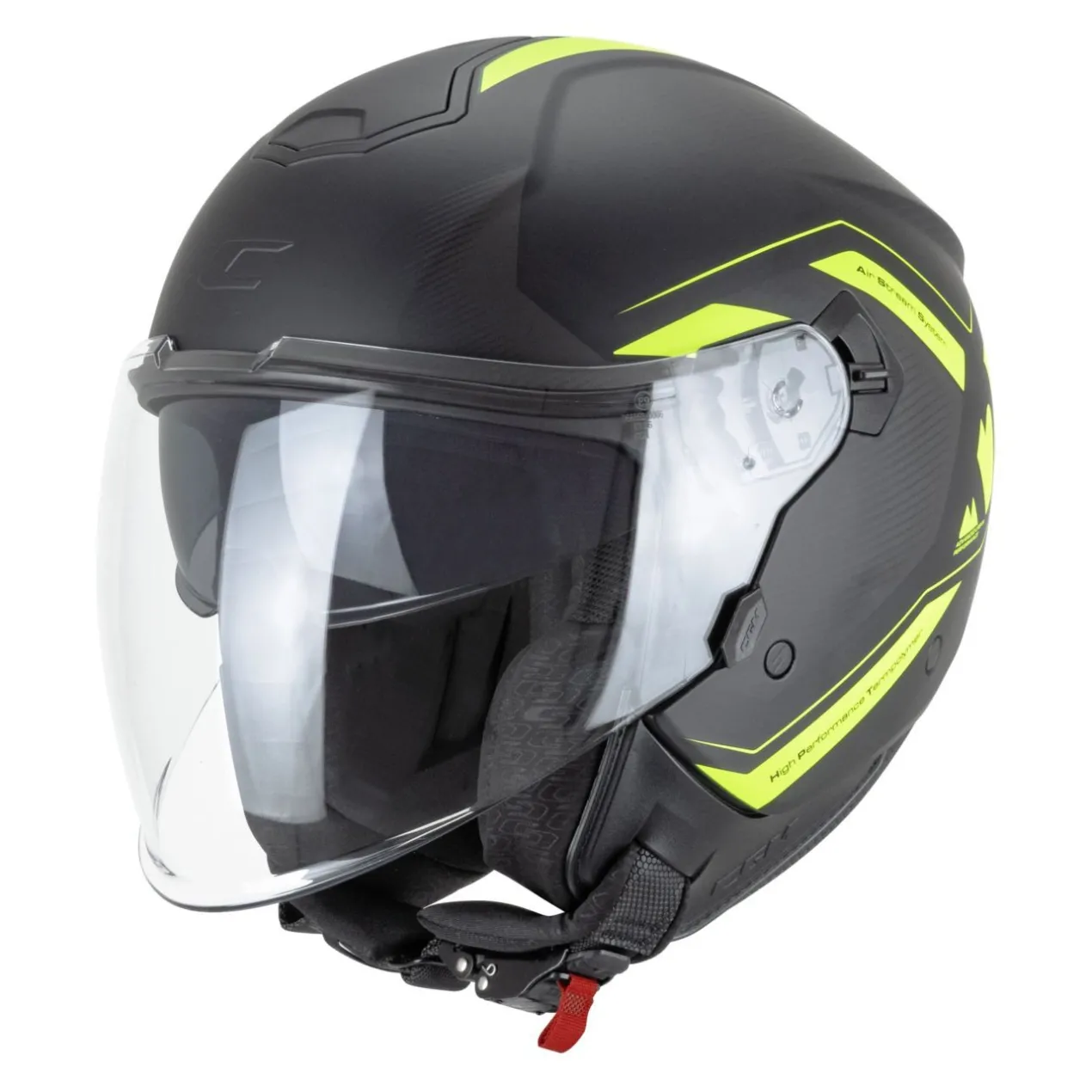 Casco Jet Cgm 126g Ipe City Nero Giallo Fluo Opaco
