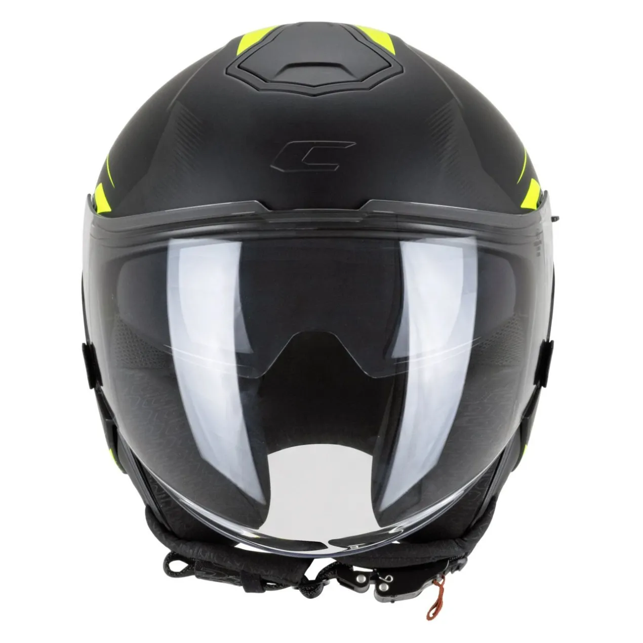 Casco Jet Cgm 126g Ipe City Nero Giallo Fluo Opaco