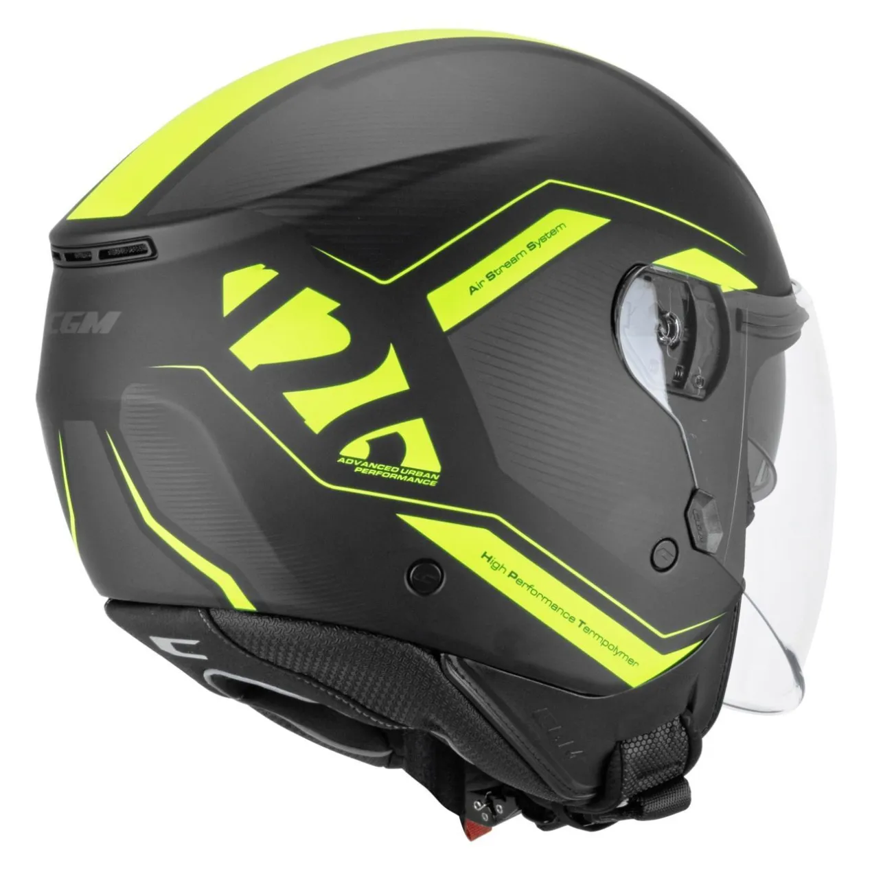 Casco Jet Cgm 126g Ipe City Nero Giallo Fluo Opaco