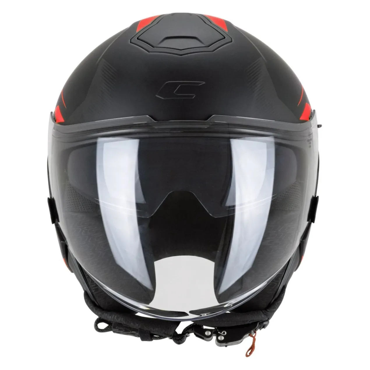 Casco Jet Cgm 126g Ipe City Nero Rosso Opaco