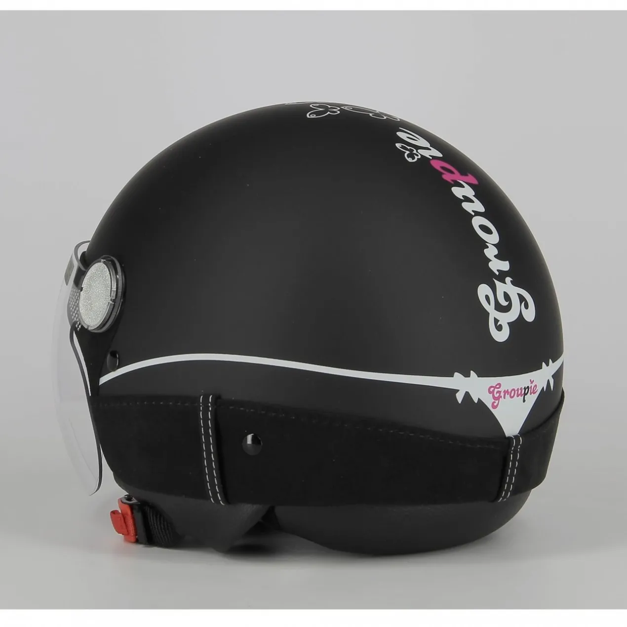 Casco Jet con Swarovski New Max Groupie Nero Opaco