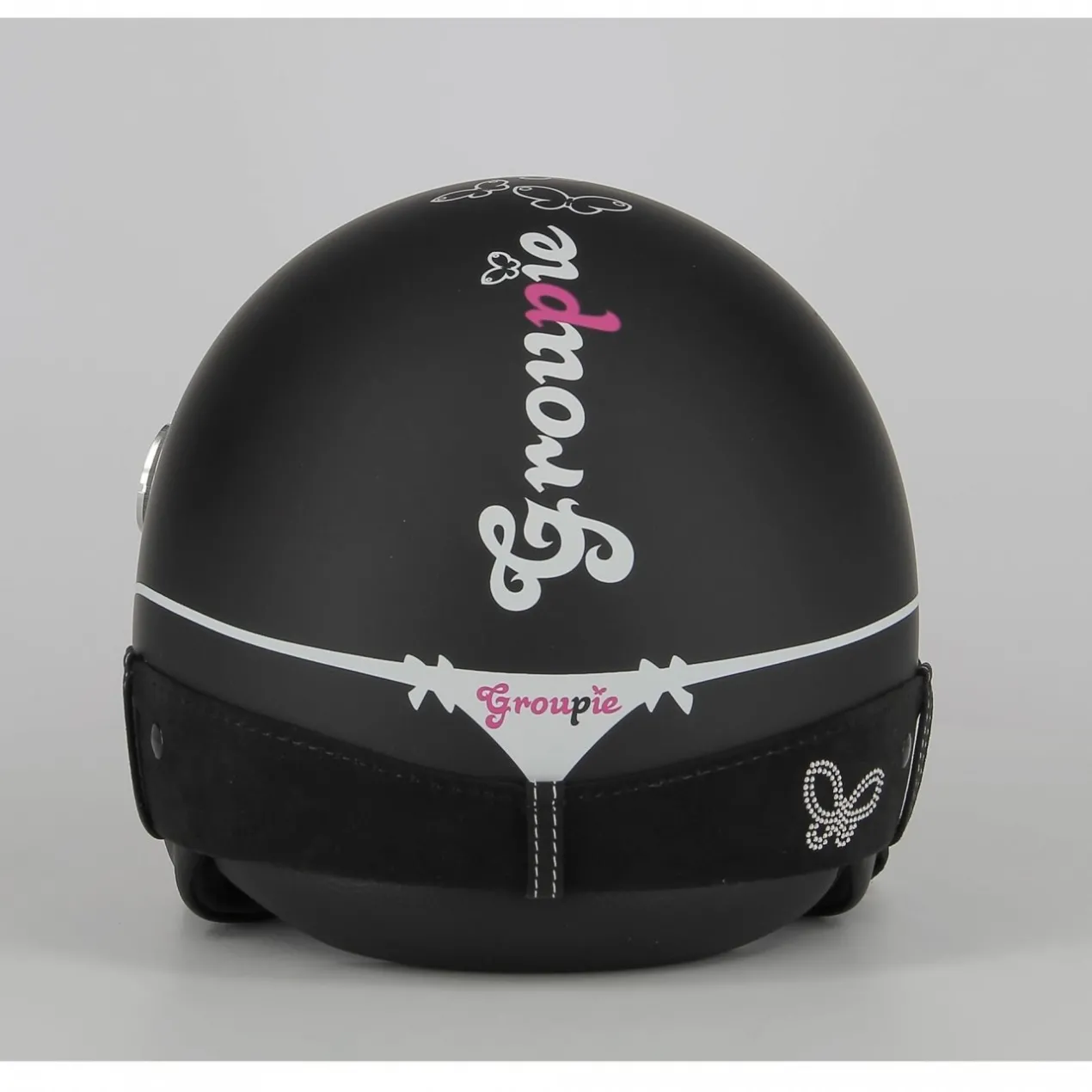Casco Jet con Swarovski New Max Groupie Nero Opaco
