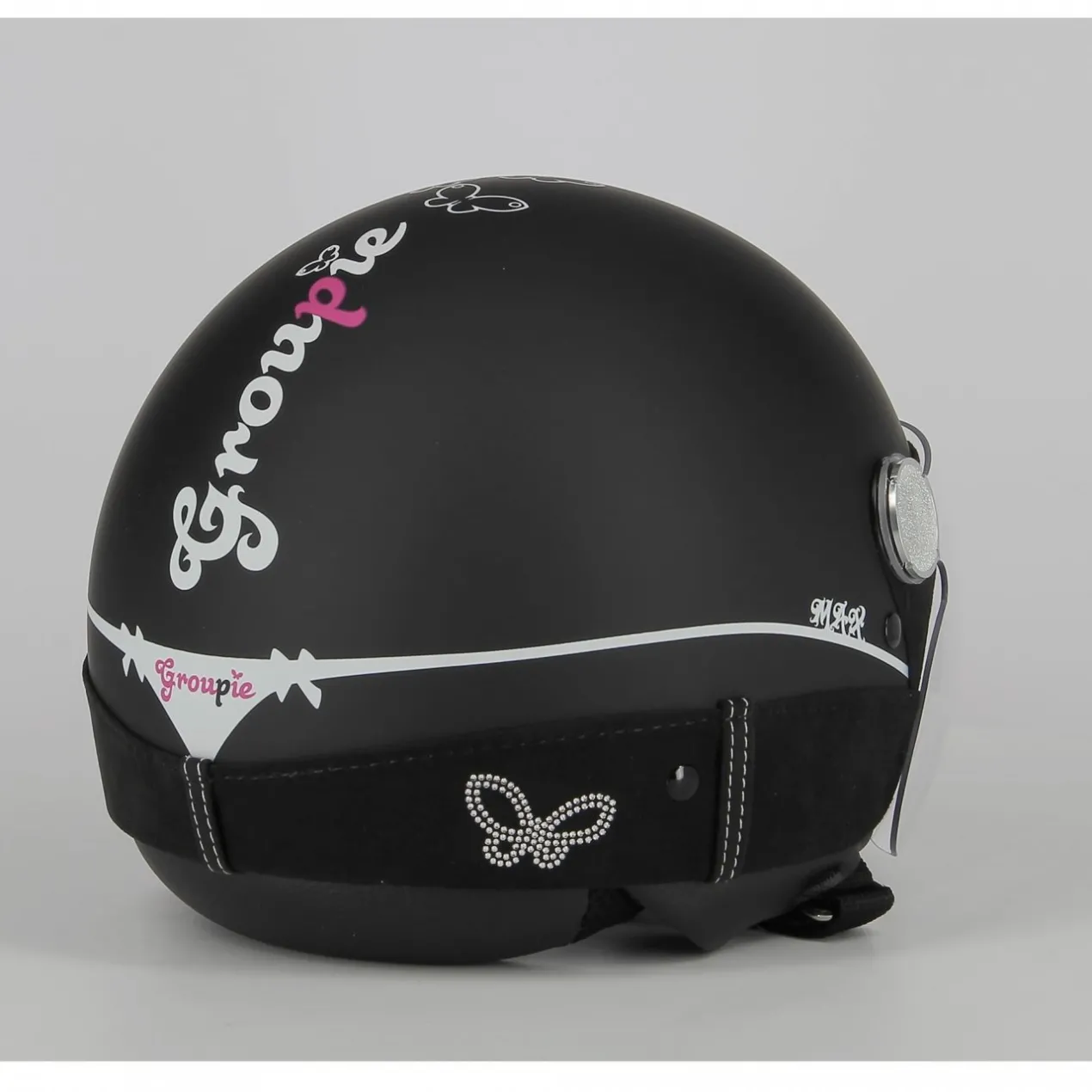 Casco Jet con Swarovski New Max Groupie Nero Opaco