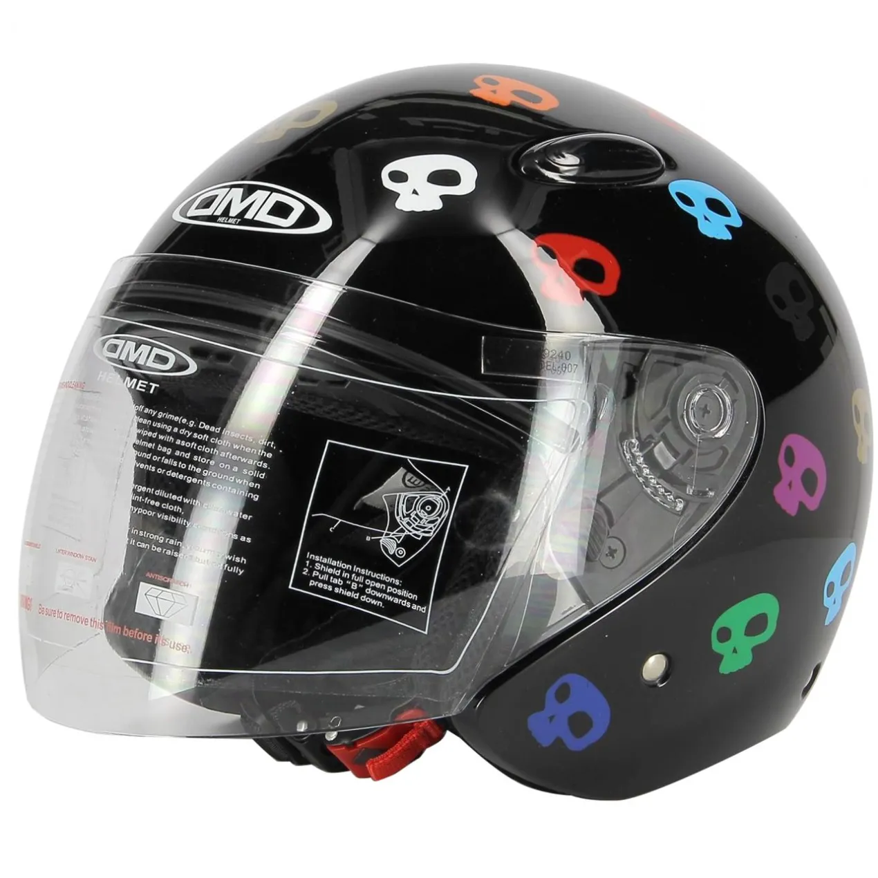 Casco Jet Dmd 007 Con Teschi Skull Black