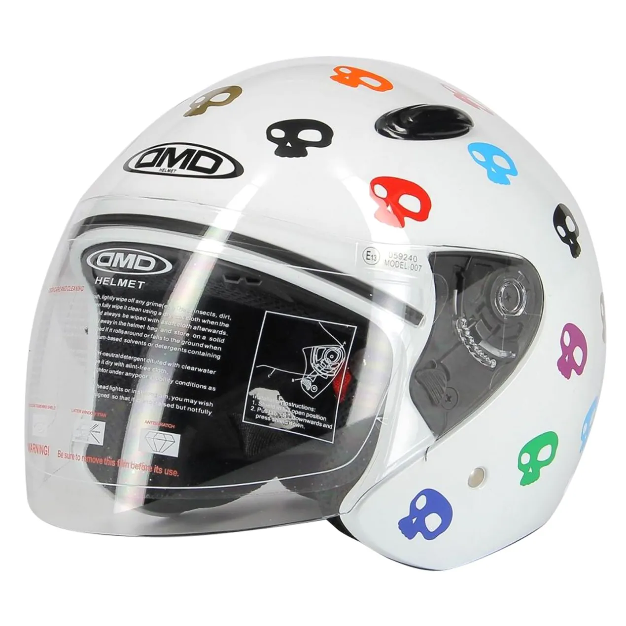 Casco Jet Dmd 007 Con Teschi Skull White