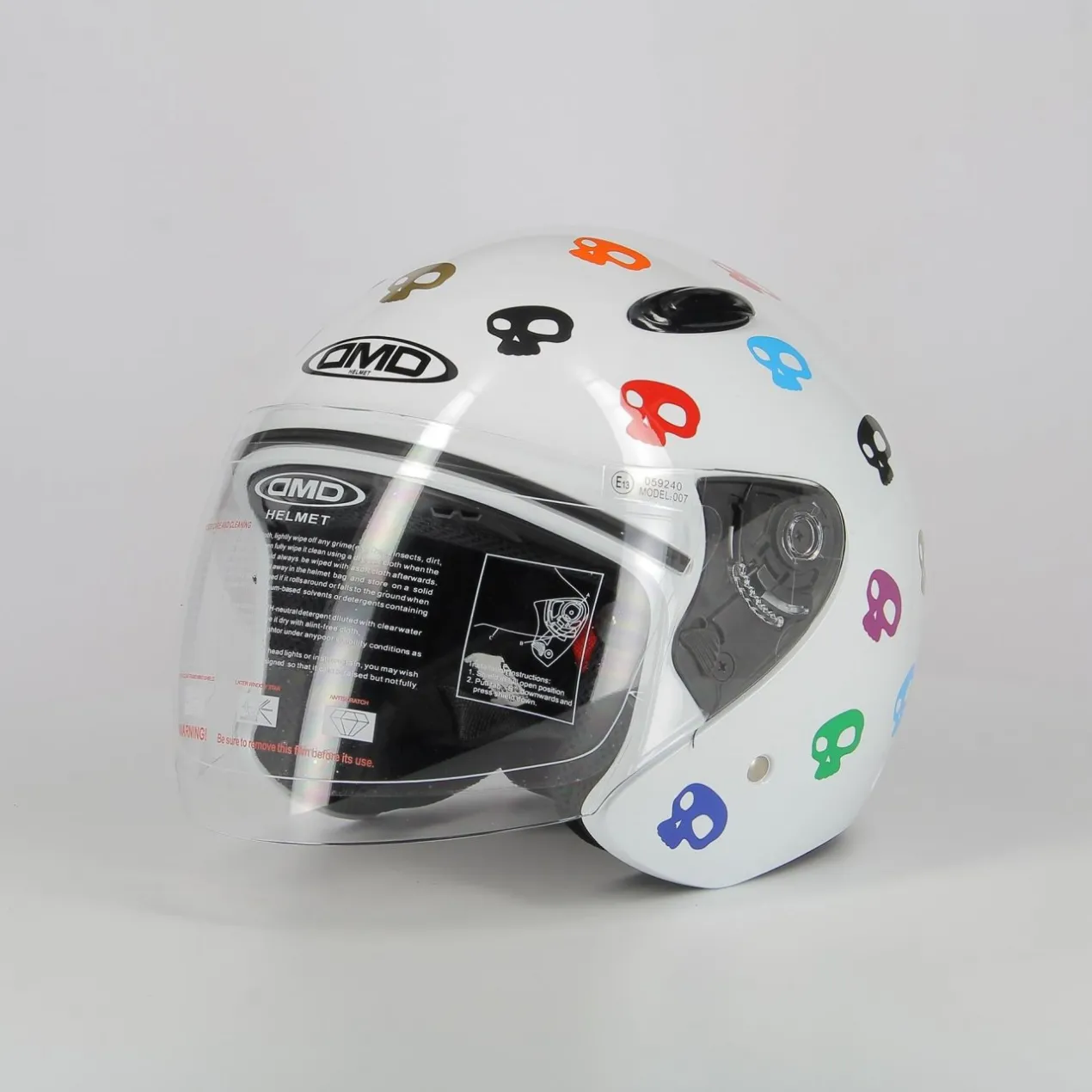Casco Jet Dmd 007 Con Teschi Skull White