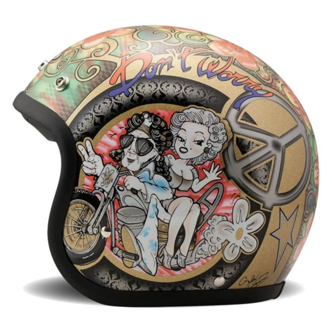 Casco Jet Dmd Retro Design Woodstock