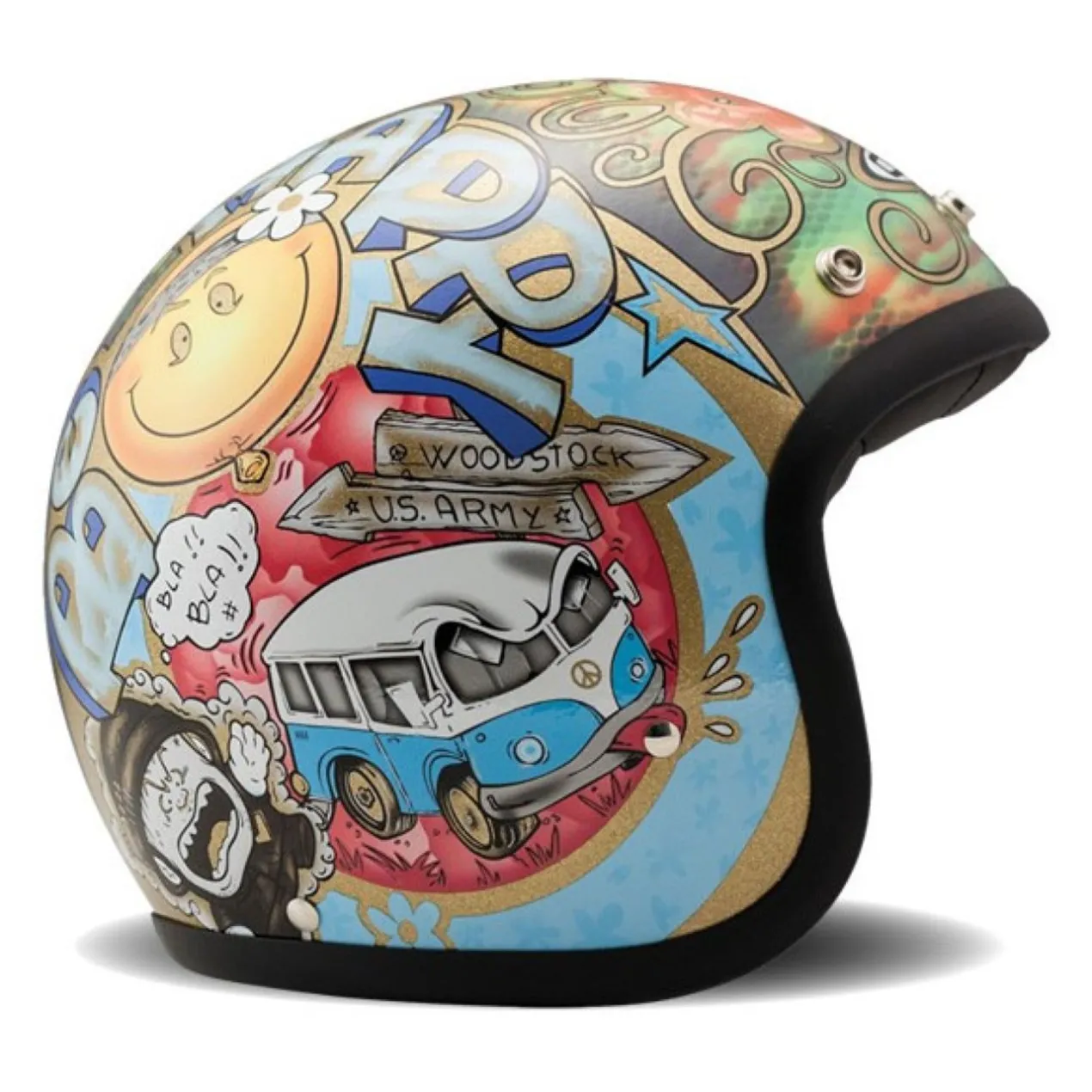 Casco Jet Dmd Retro Design Woodstock