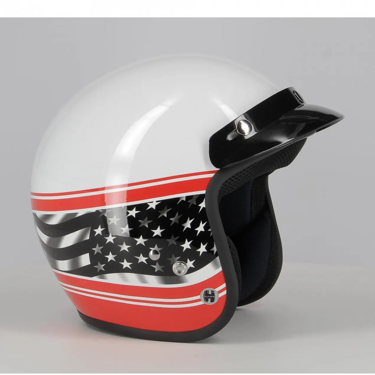 Casco Jet Fibra Motocubo Miami Vis Bolla Usa Bianco
