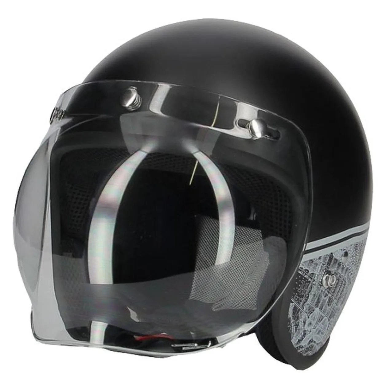 Casco Jet Fibra Motocubo Miami Vis Bolla Humans Nero Opaco