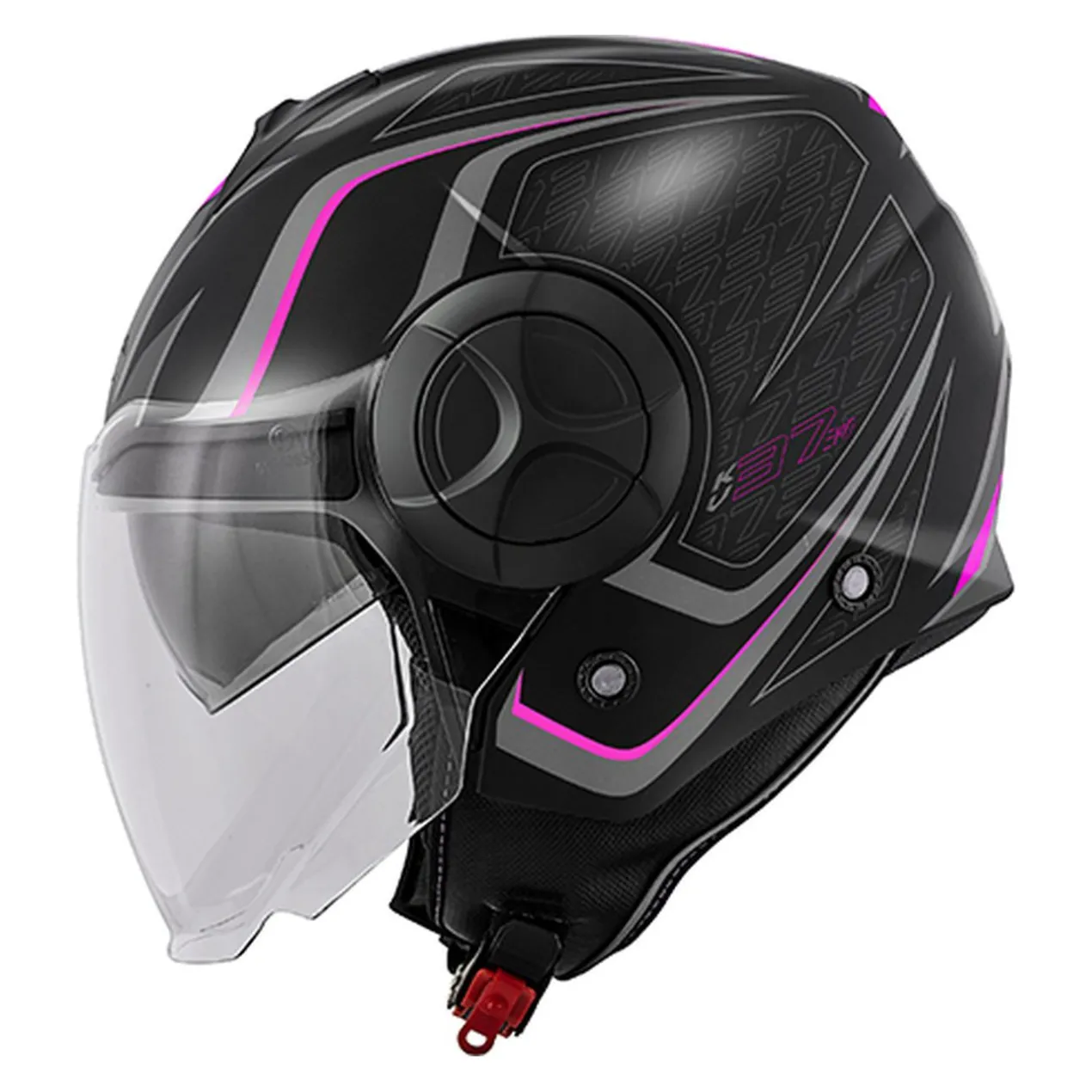 Casco Jet Kappa Kv37r Evo Sharp Nero Opaco / Rosa
